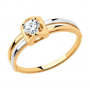 Золотое кольцо SOKOLOV с фианитом 018355 фото