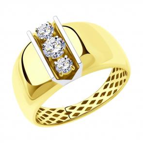 Кольцо из лимонного золота SOKOLOV с фианитом 018377-2 фото