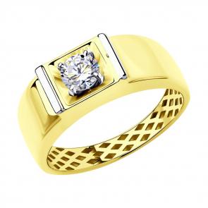 Кольцо из лимонного золота SOKOLOV с фианитом 018381-2 фото