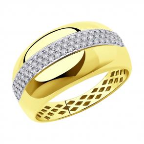 Кольцо из лимонного золота SOKOLOV с фианитом 018382-2 фото