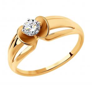 Золотое кольцо SOKOLOV с фианитом 018389 фото