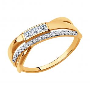 Золотое кольцо SOKOLOV с фианитом 018439 фото