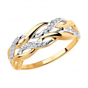 Золотое кольцо SOKOLOV с фианитом 018466 фото