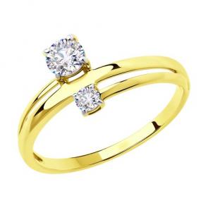 Кольцо из лимонного золота SOKOLOV с фианитом 018484-2 фото