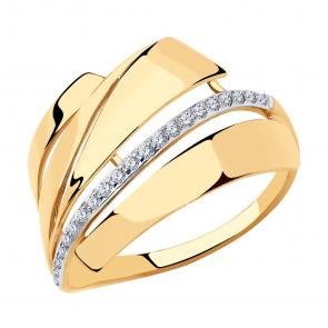 Золотое кольцо SOKOLOV с фианитом 018511 фото