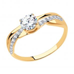 Золотое кольцо SOKOLOV с фианитом 018520 фото