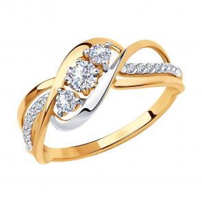 Золотое кольцо SOKOLOV с фианитом 018533 фото