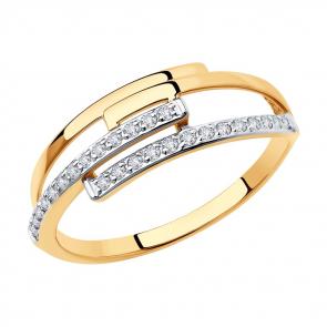 Золотое кольцо SOKOLOV с фианитом 018554 фото