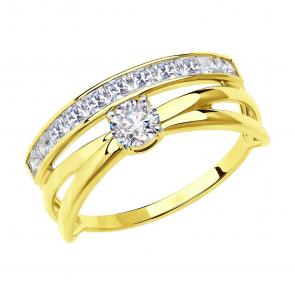 Кольцо из лимонного золота SOKOLOV с фианитом 018558-2 фото