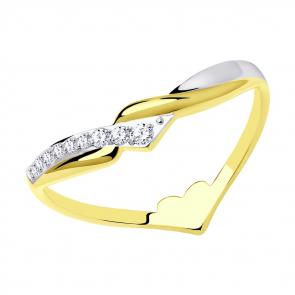 Кольцо из лимонного золота SOKOLOV с фианитом 018579-2 фото