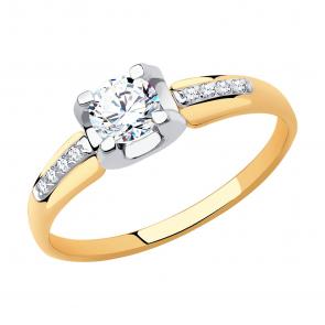 Золотое кольцо SOKOLOV с фианитом 018585 фото