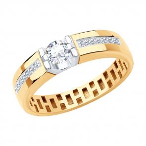 Золотое кольцо SOKOLOV с фианитом 018628 фото