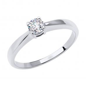 Кольцо из белого золота SOKOLOV с фианитом 018635-3 фото