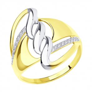 Кольцо из лимонного золота SOKOLOV с фианитом 018656-2 фото