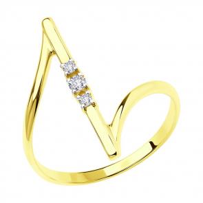 Кольцо из лимонного золота SOKOLOV с фианитом 018678-2 фото