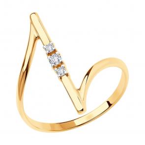 Золотое кольцо SOKOLOV с фианитом 018678 фото