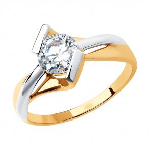 Золотое кольцо SOKOLOV с фианитом 018710 фото