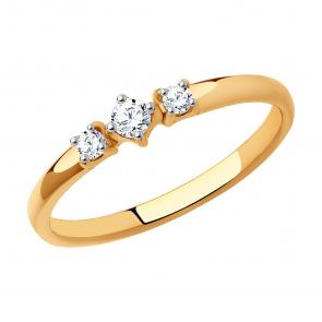 Золотое кольцо SOKOLOV с фианитом 018714 фото