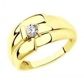 Кольцо из лимонного золота SOKOLOV с фианитом 018732-2 фото