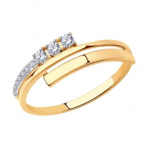 Золотое кольцо SOKOLOV с фианитом 018740 фото