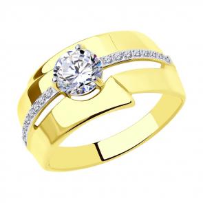 Кольцо из лимонного золота SOKOLOV с фианитом 018748-2 фото