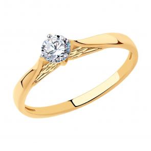 Золотое кольцо Крылья SOKOLOV с фианитом 018763 фото