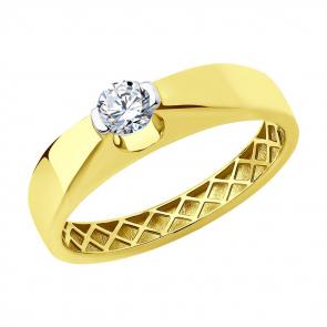 Кольцо из лимонного золота SOKOLOV с фианитом 018769-2 фото