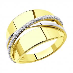 Кольцо из лимонного золота SOKOLOV с фианитом 018775-2 фото