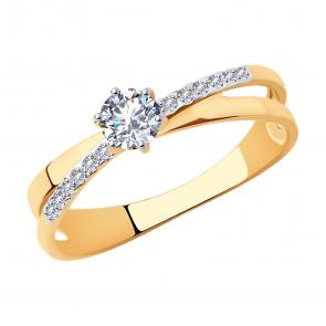 Золотое кольцо SOKOLOV с фианитом 018790 фото