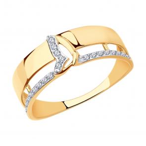 Золотое кольцо SOKOLOV с фианитом 018803 фото