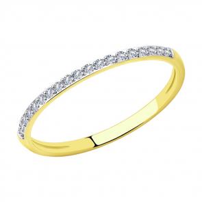 Кольцо из лимонного золота SOKOLOV с фианитом 018806-2 фото