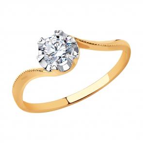 Золотое помолвочное кольцо SOKOLOV с фианитом 018811 фото