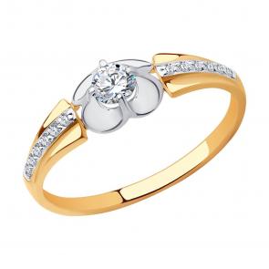 Золотое кольцо SOKOLOV с фианитом 018820 фото