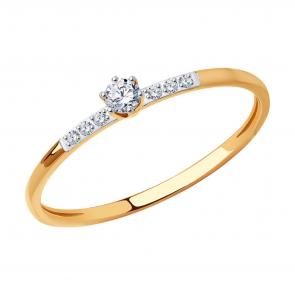 Золотое кольцо SOKOLOV с фианитом 018868 фото