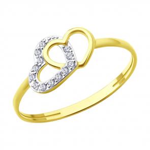 Кольцо из лимонного золота SOKOLOV с фианитом 018870-2 фото