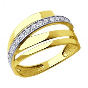 Кольцо из лимонного золота SOKOLOV с фианитом 018878-2 фото