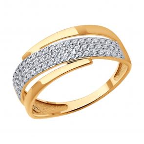 Золотое кольцо SOKOLOV с фианитом 018899 фото