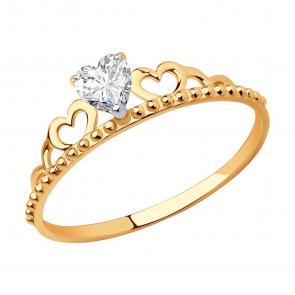 Золотое кольцо SOKOLOV с фианитом 018946 фото