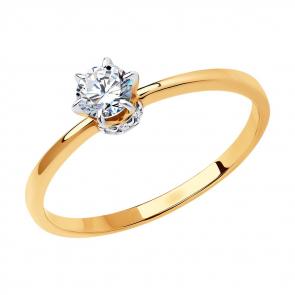 Золотое кольцо SOKOLOV с фианитом 018953 фото