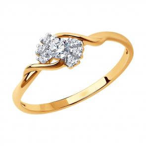 Золотое кольцо SOKOLOV с фианитом 018966 фото