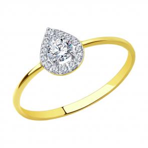 Кольцо из лимонного золота SOKOLOV с фианитом 018978-2 фото