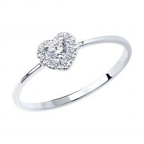 Кольцо из белого золота SOKOLOV с фианитом 018982-3 фото