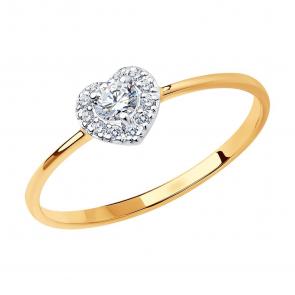 Золотое кольцо SOKOLOV с фианитом 018982 фото