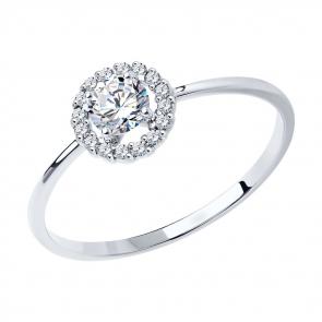 Кольцо из белого золота SOKOLOV с фианитом 019001-3 фото