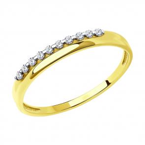 Кольцо из лимонного золота SOKOLOV с фианитом 019010-2 фото