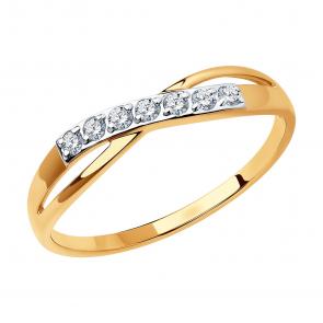 Золотое кольцо SOKOLOV с фианитом 019013 фото