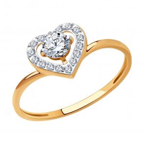 Золотое кольцо SOKOLOV с фианитом 019016 фото