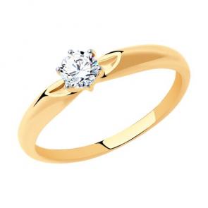 Золотое кольцо SOKOLOV с фианитом 019025 фото