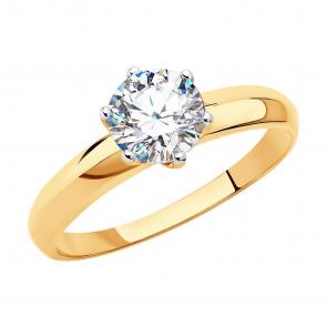 Золотое кольцо SOKOLOV с фианитом 019028 фото