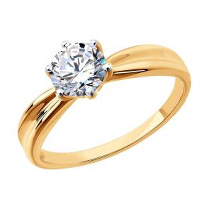 Золотое кольцо SOKOLOV с фианитом 019029 фото